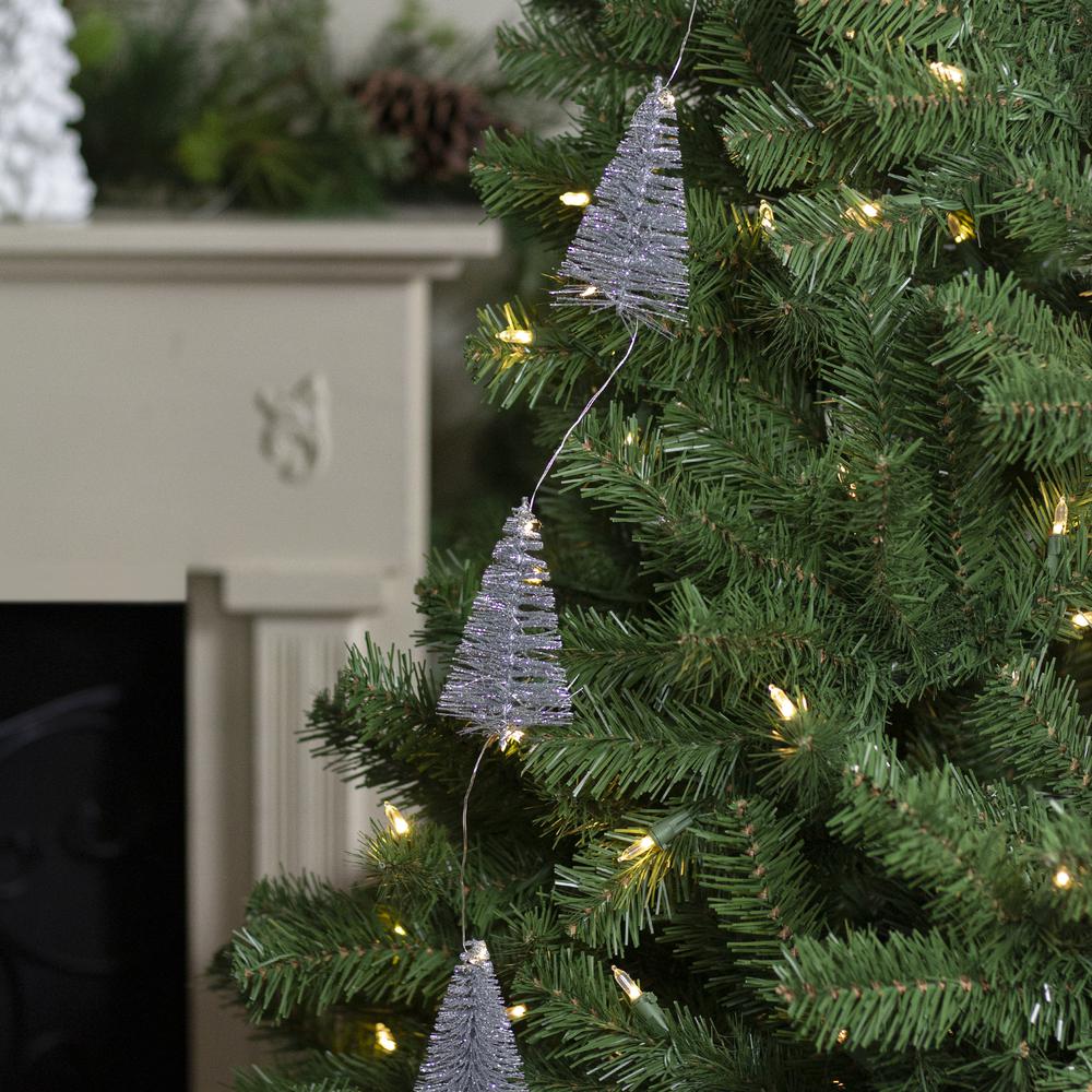 6.75' LED B/O Silver Mini Sisal Tree Christmas Garland - Warm White Lights. Picture 2