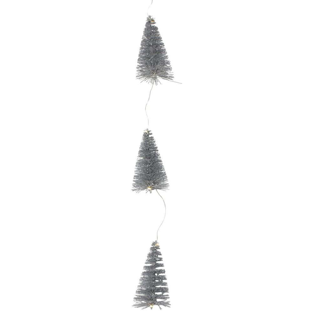 6.75' LED B/O Silver Mini Sisal Tree Christmas Garland - Warm White Lights. Picture 1