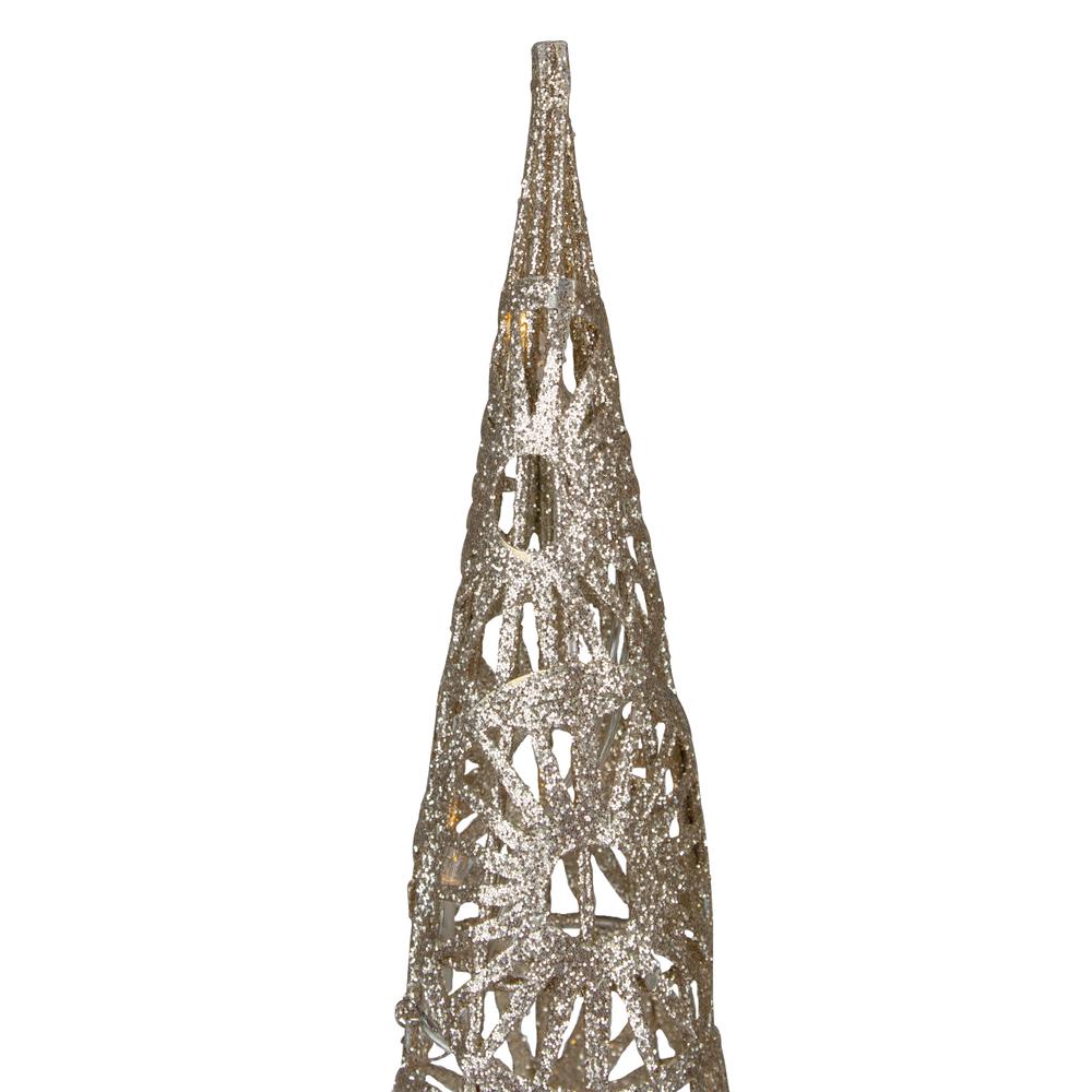15.5" LED Lighted B/O Gold Glittered Wire Sunburst Christmas Cone Tree - Warm White Lights. Picture 4
