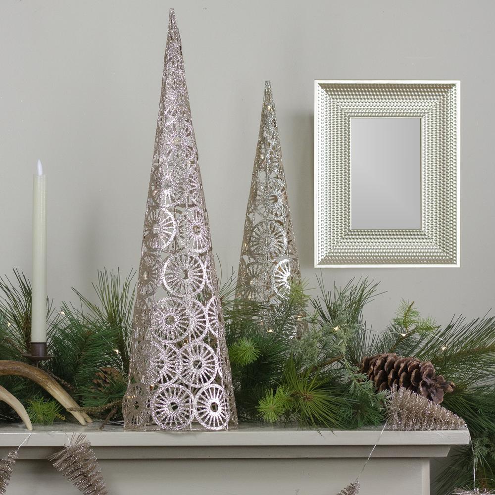 23.5" LED Lighted B/O Gold Glittered Wire Sunburst Christmas Cone Tree - Warm White Lights. Picture 2