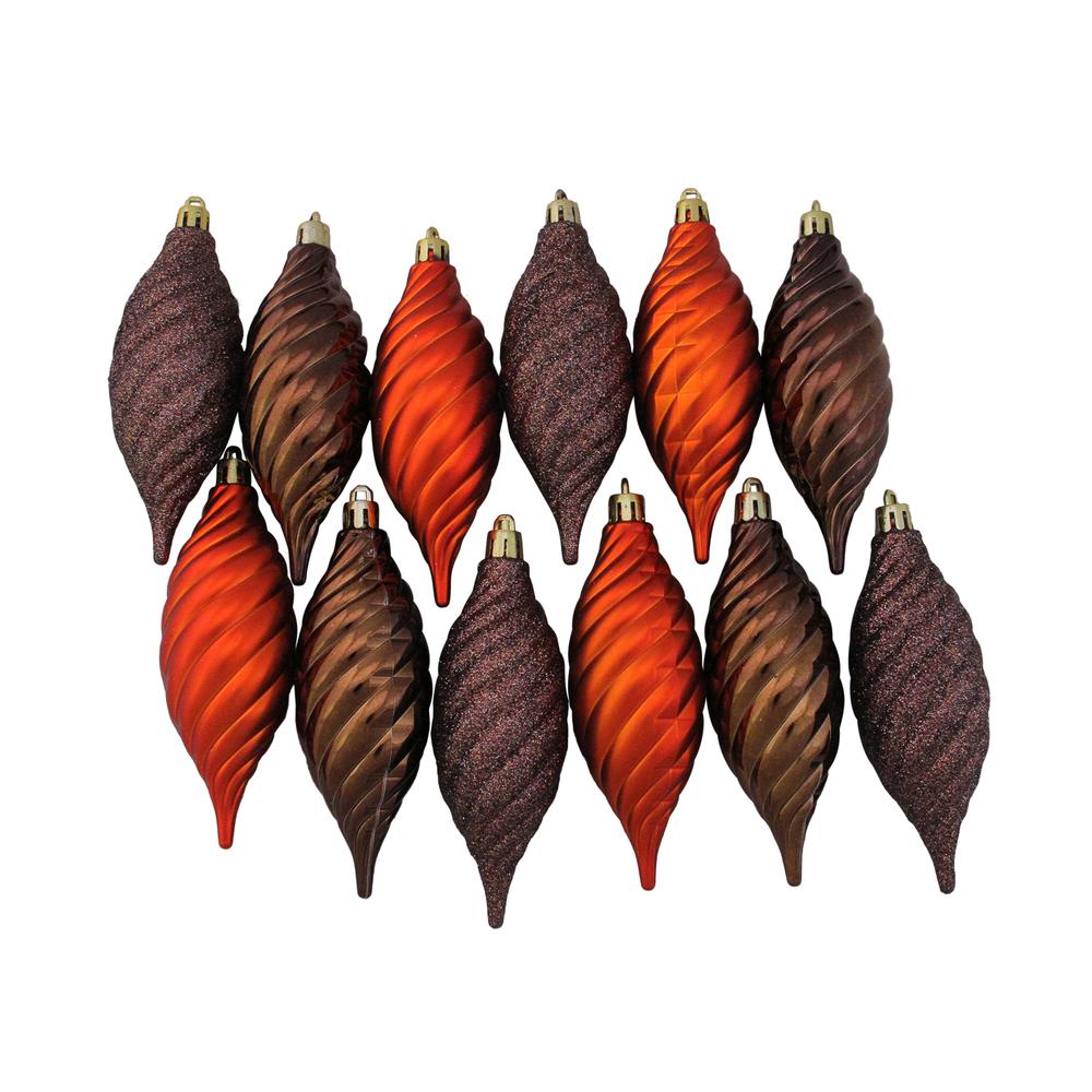 125ct Chocolate Brown and Burnt Orange Shatterproof 4-Finish Christmas Ornaments 5.5" (140mm). Picture 2