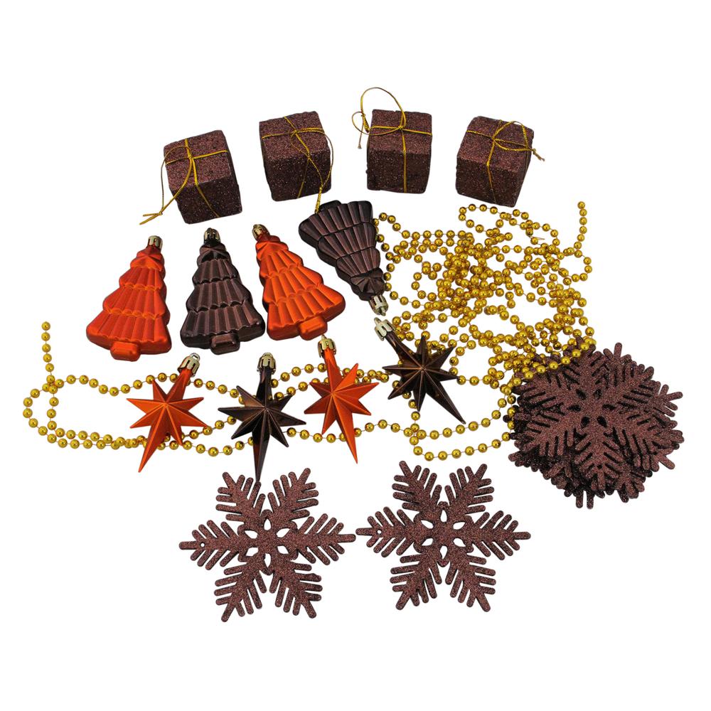 125ct Chocolate Brown and Burnt Orange Shatterproof 4-Finish Christmas Ornaments 5.5" (140mm). Picture 4