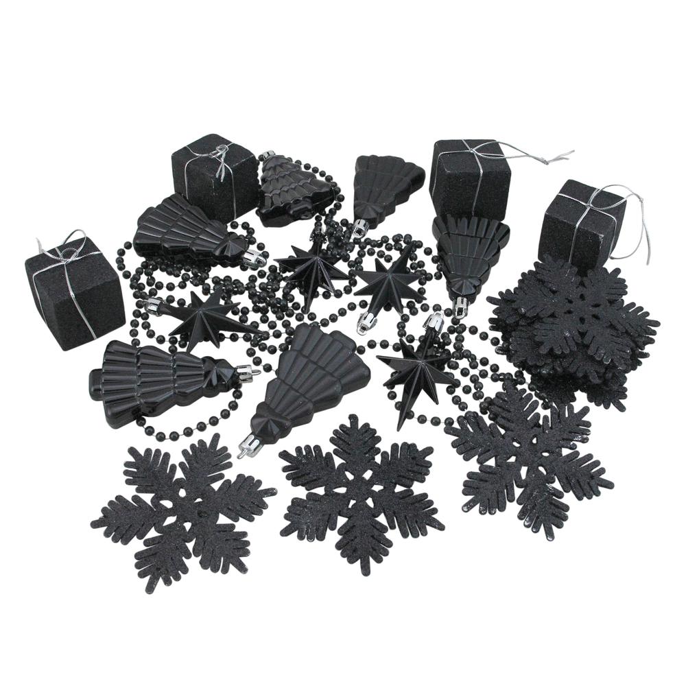 125ct Jet Black Shatterproof 4-Finish Christmas Ornaments 5.5" (140mm). Picture 4
