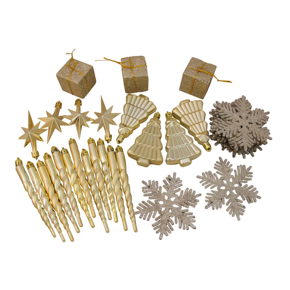 125ct Champagne Gold Shatterproof 4-Finish Christmas Ornaments 5.5" (140mm). Picture 2