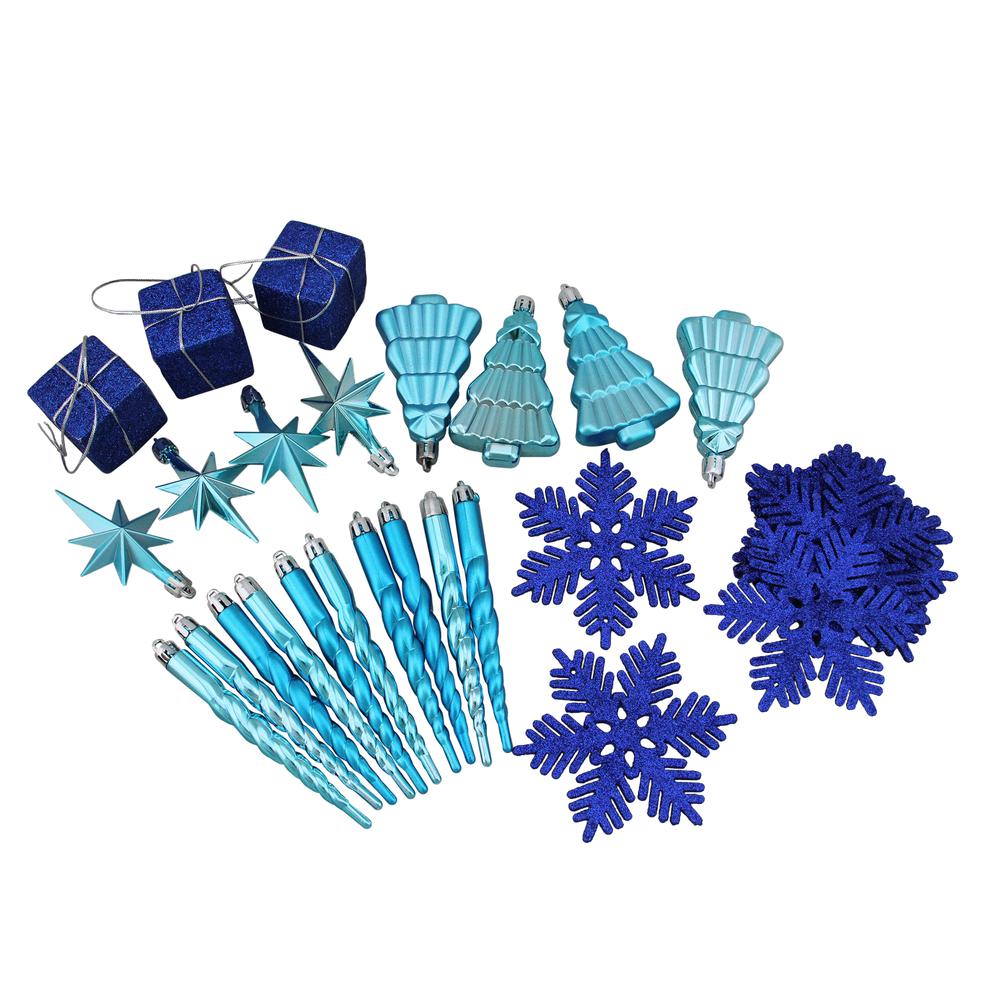 125ct Peacock Blue Shatterproof 4-Finish Christmas Ornaments 5.5" (140mm). Picture 2