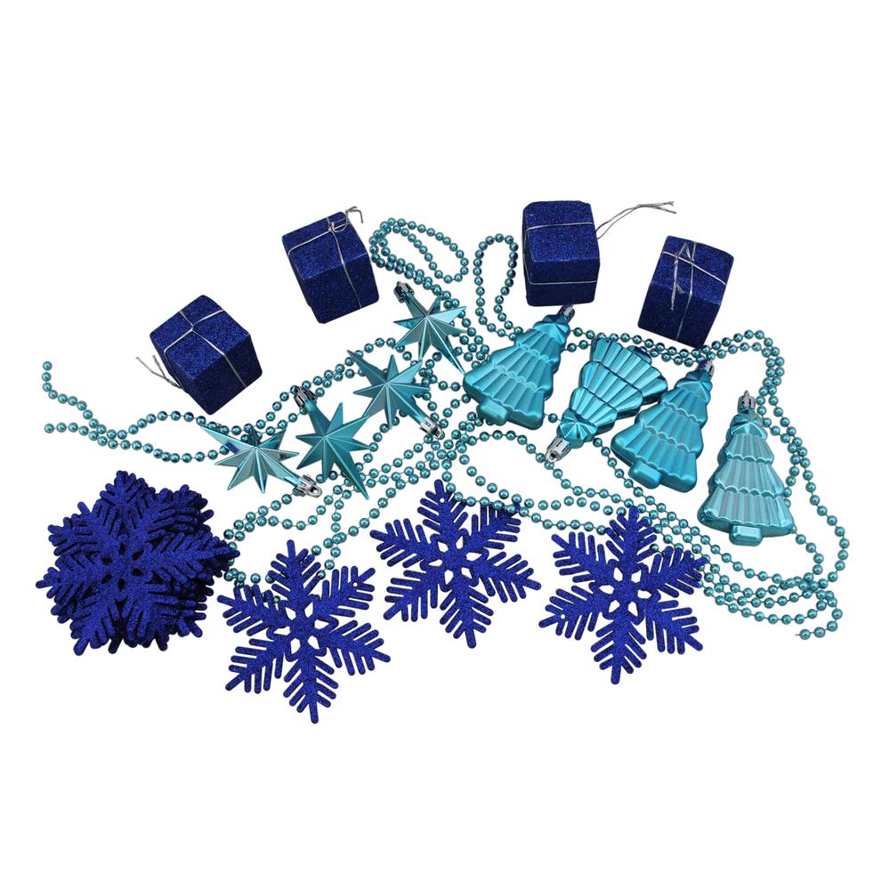125ct Peacock Blue Shatterproof 4-Finish Christmas Ornaments 5.5" (140mm). Picture 3