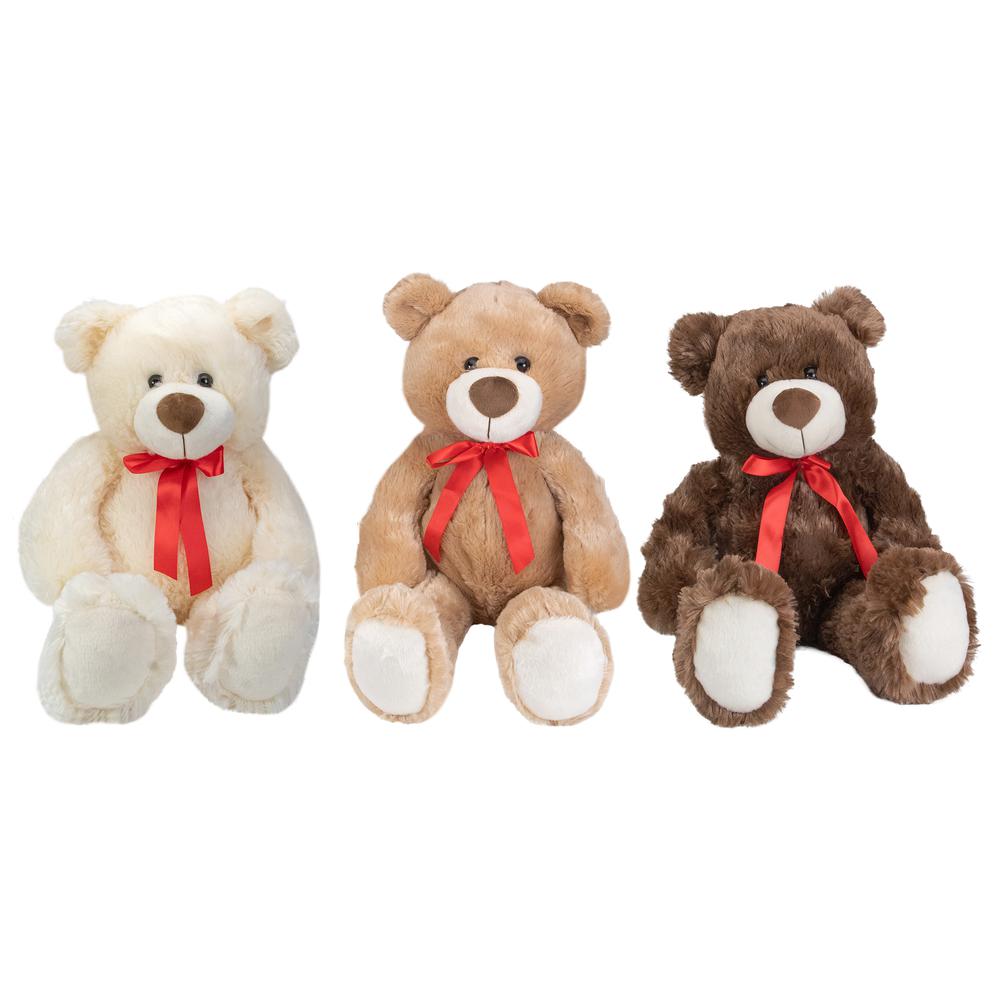 Set of 3 Brown and Cream Plush Children's Teddy Bear Stuffed Animal Toys 20". Picture 1