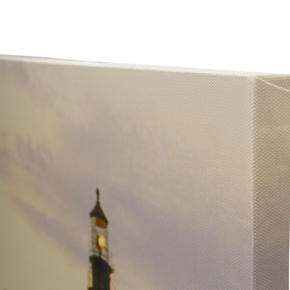 LED Lighted Cottage Lighthouse Shoreline at Sunset Canvas Wall Art 15.75". Picture 5