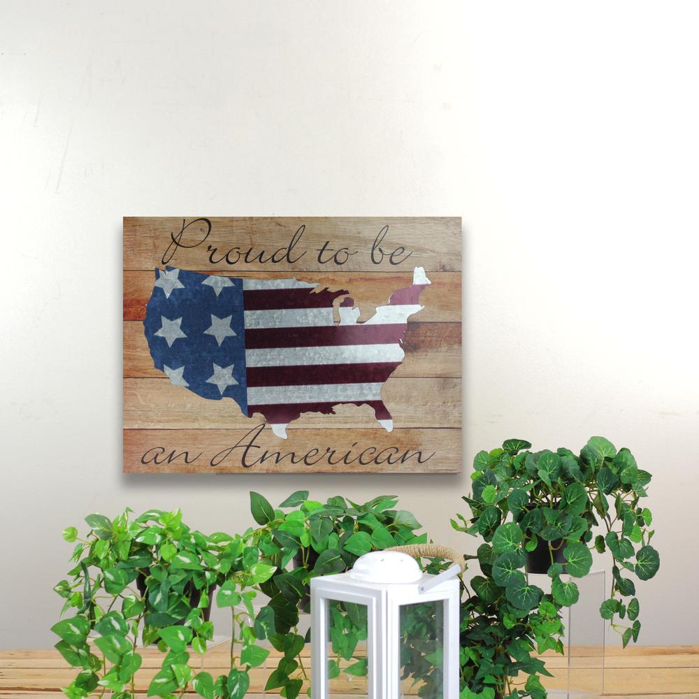 Stars and Stripes â€œProud to be an American" Wooden USA Map Decorative Wall Art 15.75" x 12". Picture 3