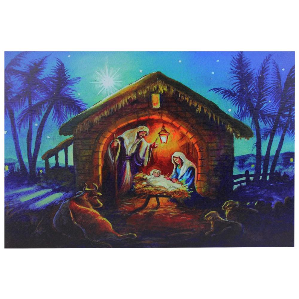 LED Fiber Optic Lighted Nativity Scene Christmas Wall Art 15.75" x 23.5". Picture 1