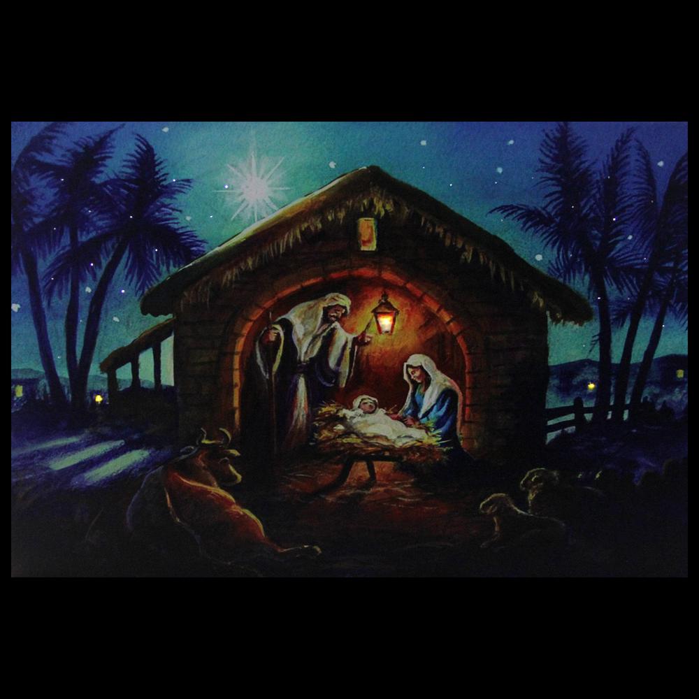 LED Fiber Optic Lighted Nativity Scene Christmas Wall Art 15.75" x 23.5". Picture 3
