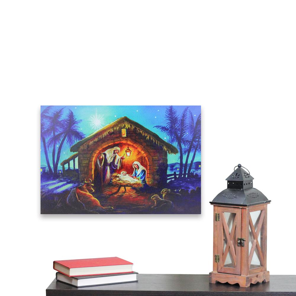 LED Fiber Optic Lighted Nativity Scene Christmas Wall Art 15.75" x 23.5". Picture 4