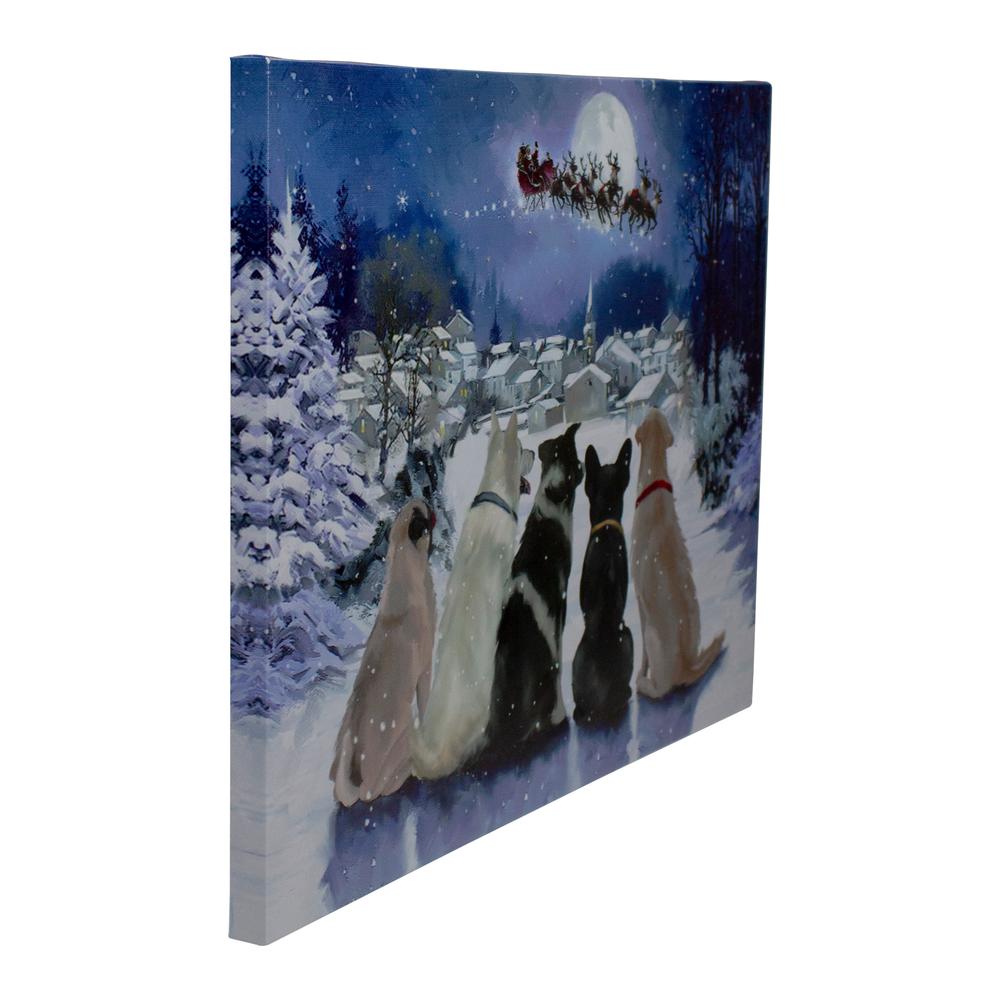 LED Lighted Fiber Optic Dogs and Santa's Sleigh Christmas Wall Art 12" x 15.75". Picture 3