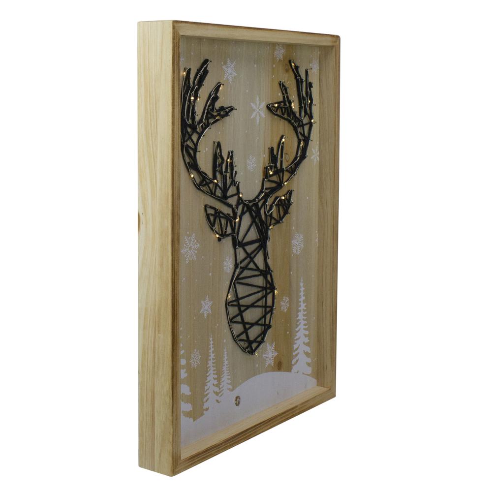 15.75" Lighted Wooden Reindeer String Art Christmas Wall Hanging. Picture 2