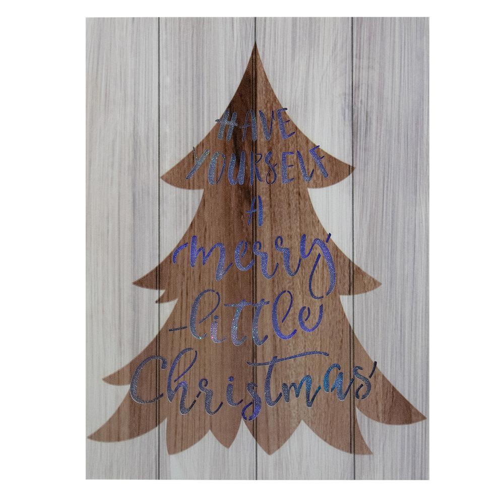11.75" Lighted Brown Tree "Have Yourself A Merry Little Christmas" Wall Plaque. Picture 1