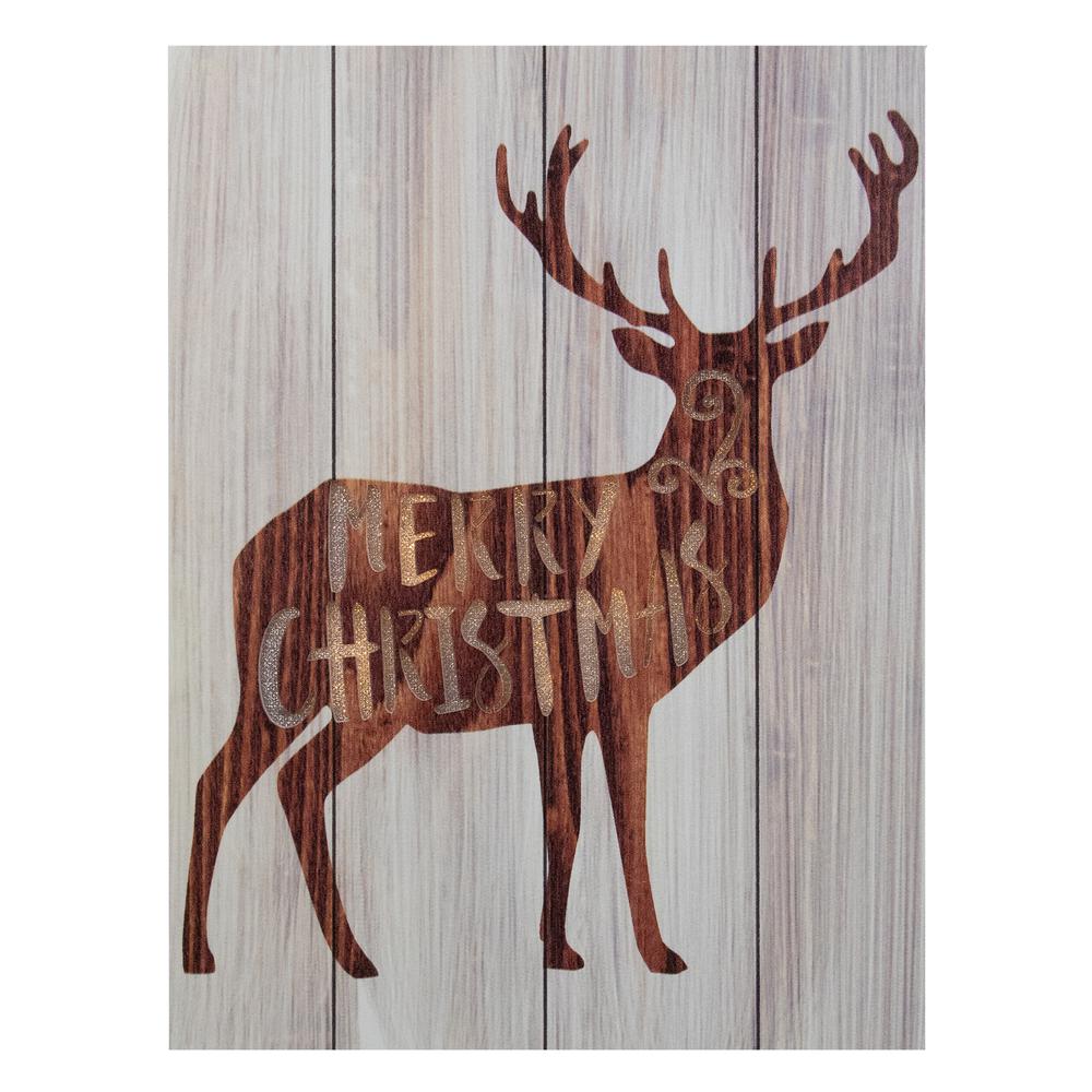 11.75" Brown Reindeer "Merry Christmas" Lighted Wall Plaque. Picture 1