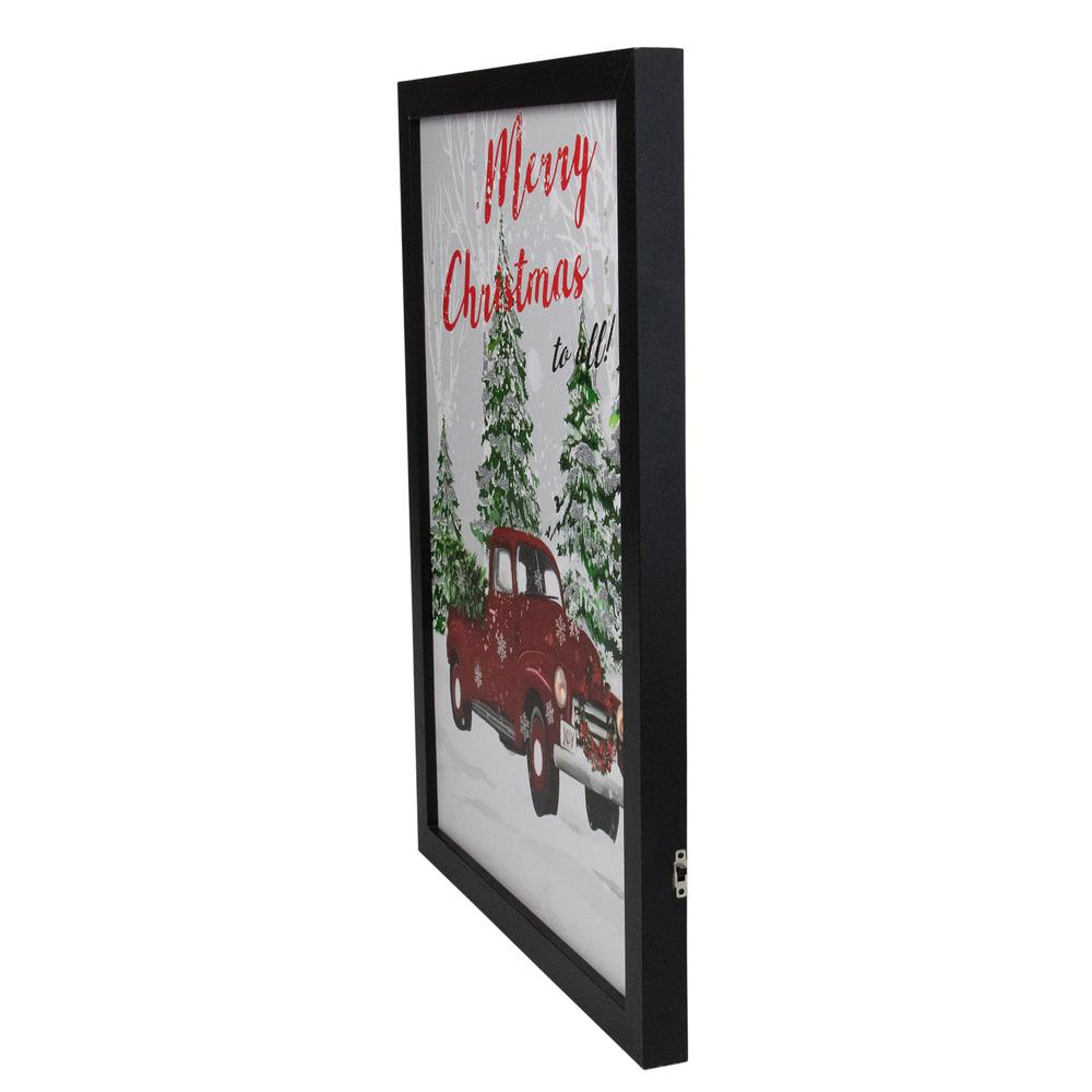 15.75" Black Frame Red Vintage Truck LED Wooden Christmas Box. Picture 2