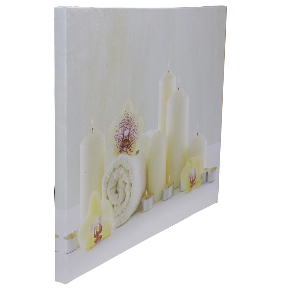 LED Lighted Candles and Orchids Spa Inspired Canvas Wall Art 15.75". Picture 4