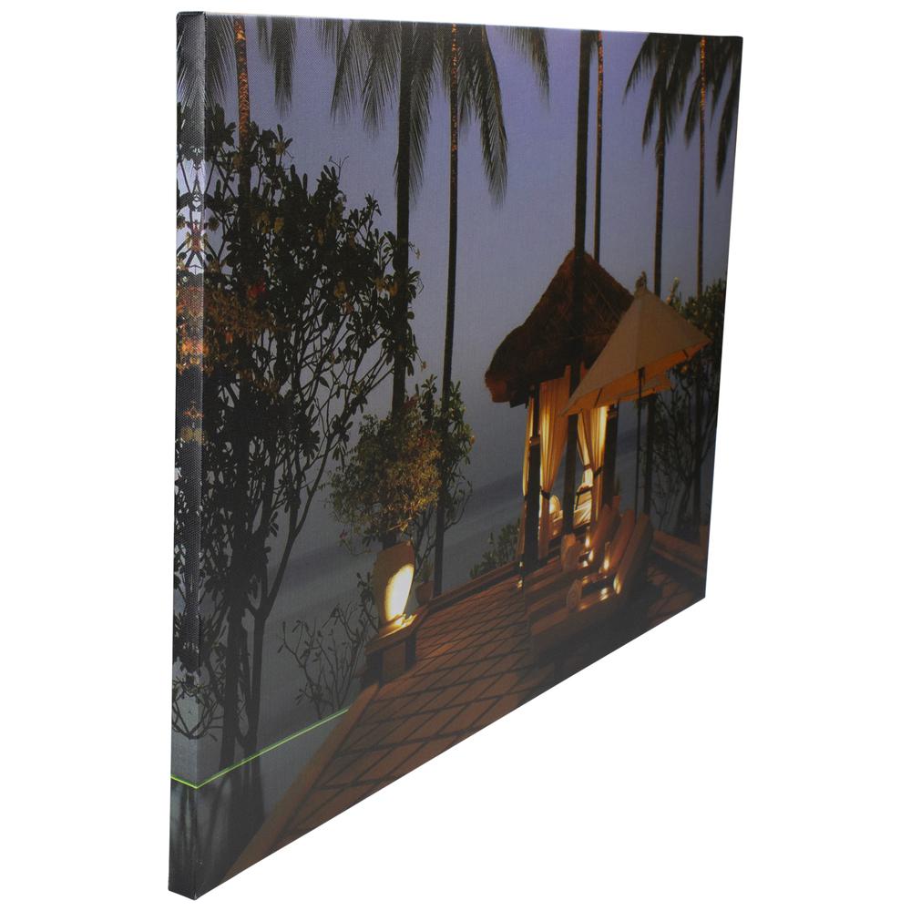 LED Lighted Tiki Hut Relaxation Scene Canvas Wall Art 23.5". Picture 4