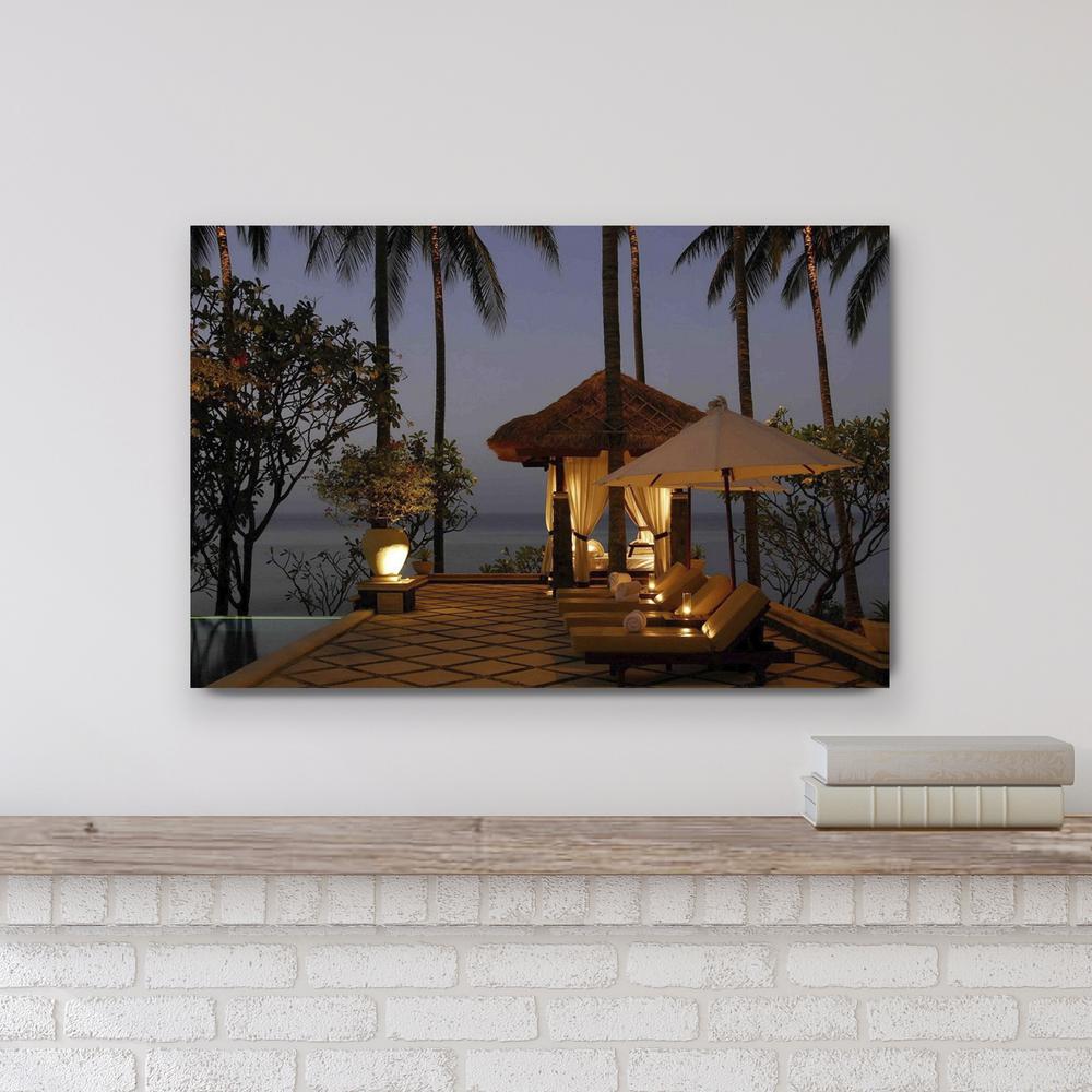LED Lighted Tiki Hut Relaxation Scene Canvas Wall Art 23.5". Picture 2