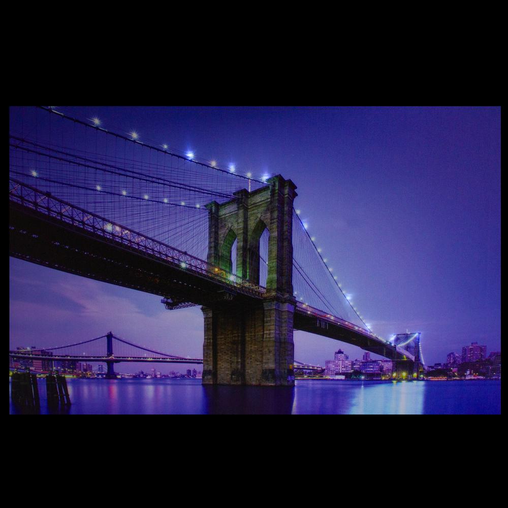 LED Lighted Famous New York City Brooklyn Bridge Canvas Wall Art 15.75" x 23.5". Picture 3