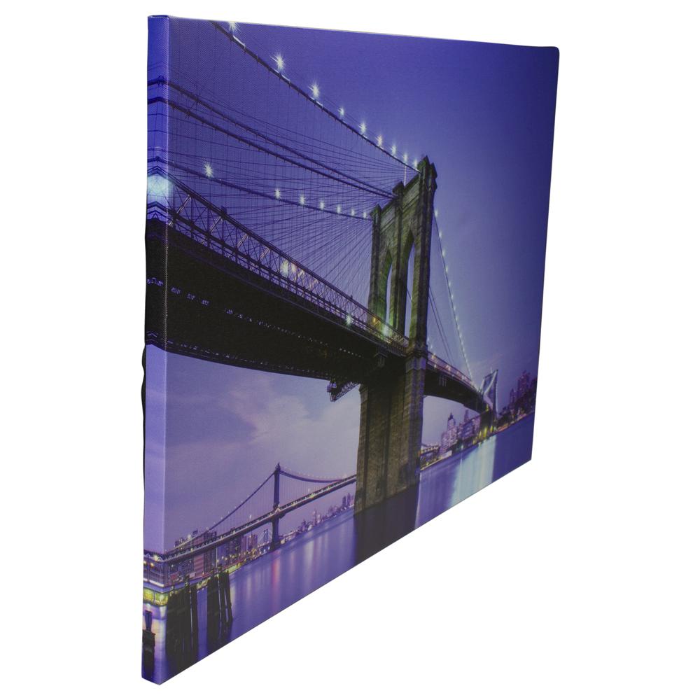 LED Lighted Famous New York City Brooklyn Bridge Canvas Wall Art 15.75" x 23.5". Picture 4