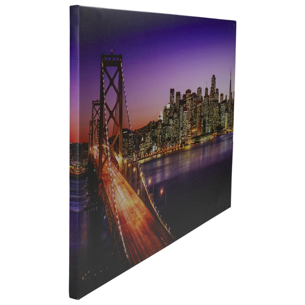 LED Lighted Famous San Francisco Oakland Bay Bridge Canvas Wall Art 23.5". Picture 4