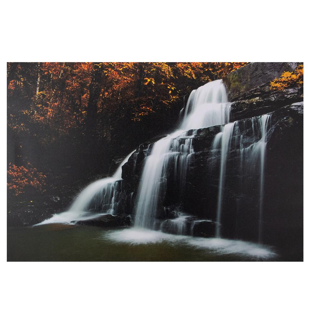 23.5" Natures Woods Autumn Waterfall Scene Canvas Wall Art. Picture 1
