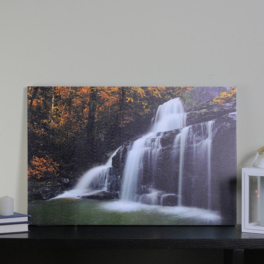 23.5" Natures Woods Autumn Waterfall Scene Canvas Wall Art. Picture 4