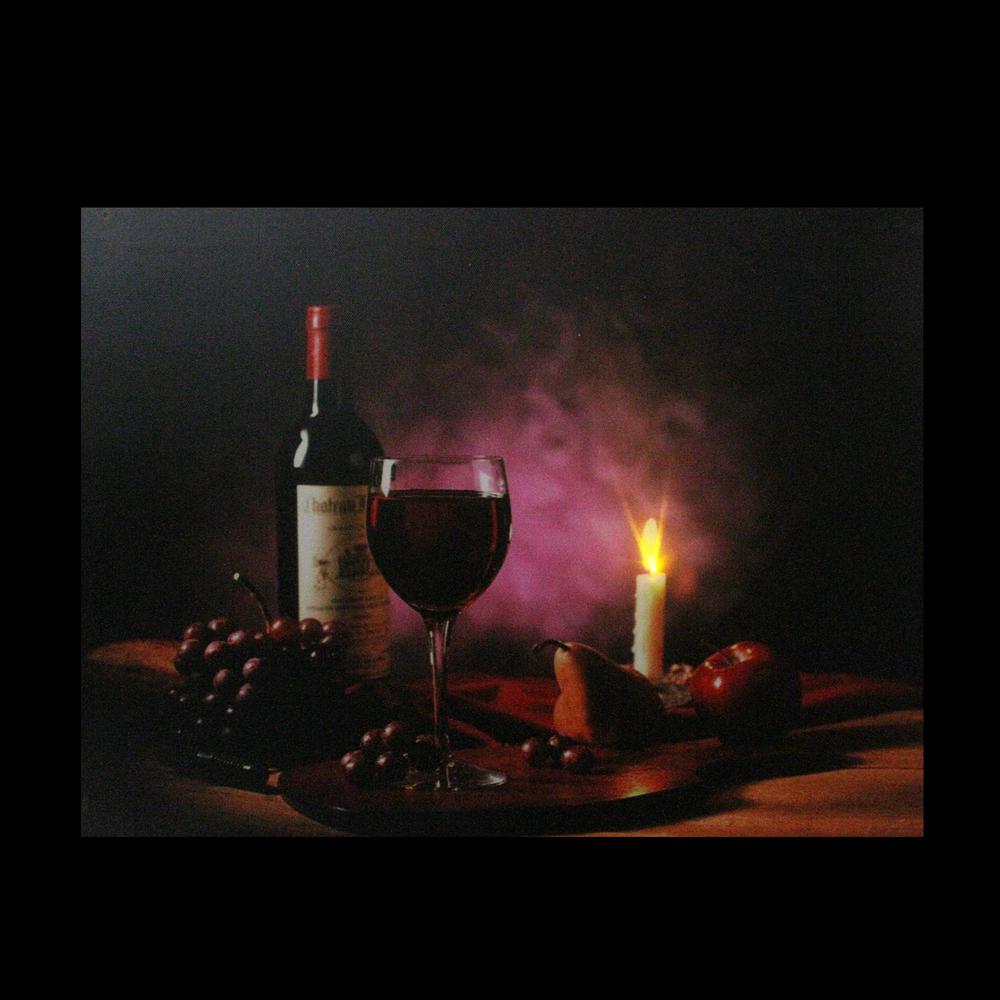 Purple LED Lighted Flickering Wine and Candle Wall Art 11.75" x 15.75". Picture 2