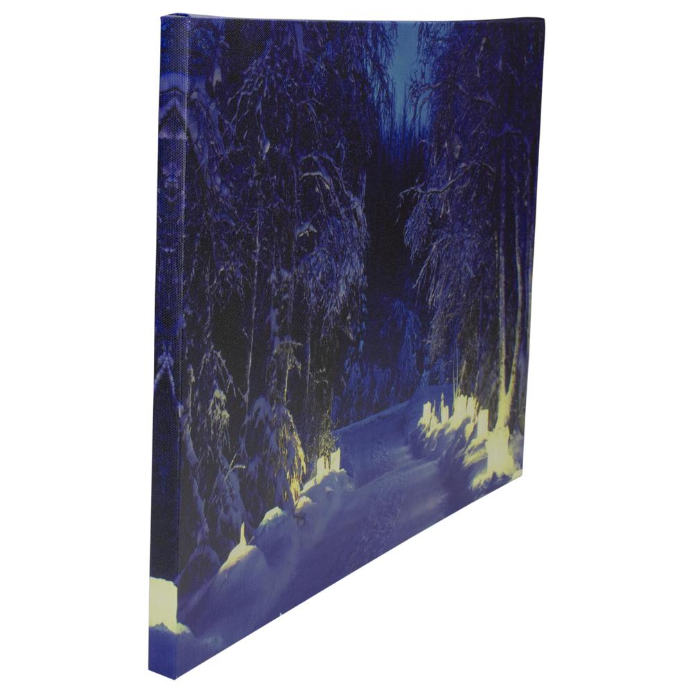 LED Lighted Nighttime in the Woods Winter Scene Canvas Wall Art 15.75". Picture 4