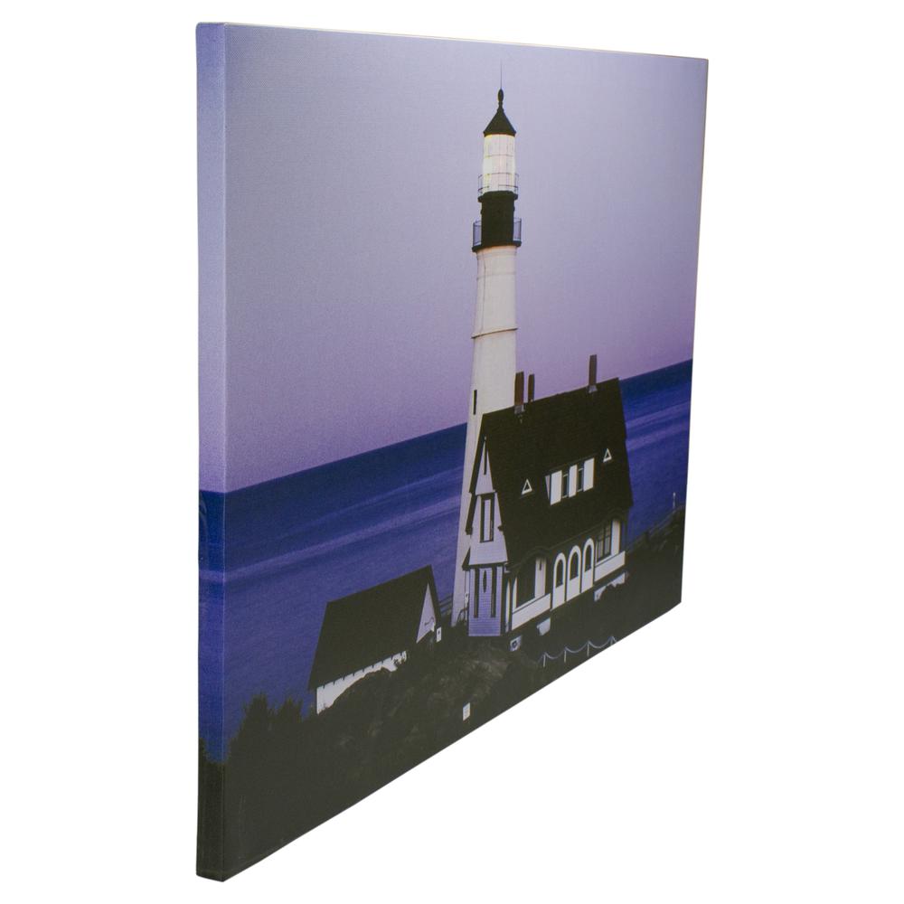 LED Lighted Dusk Lighthouse Seaside Scene Canvas Wall Art 15.75" x 23.75". Picture 4