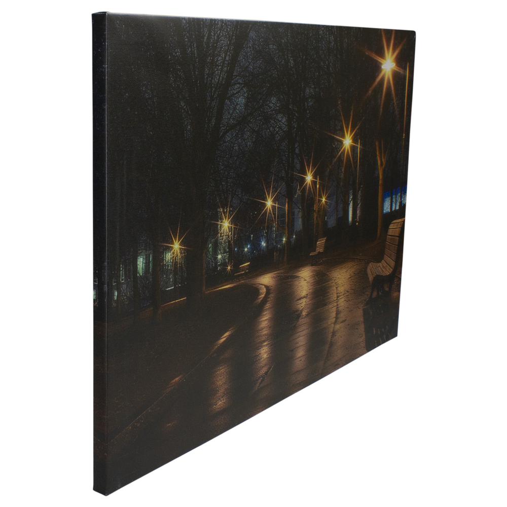 LED Lighted Nighttime City Park Scene Canvas Wall Art 23.75". Picture 4