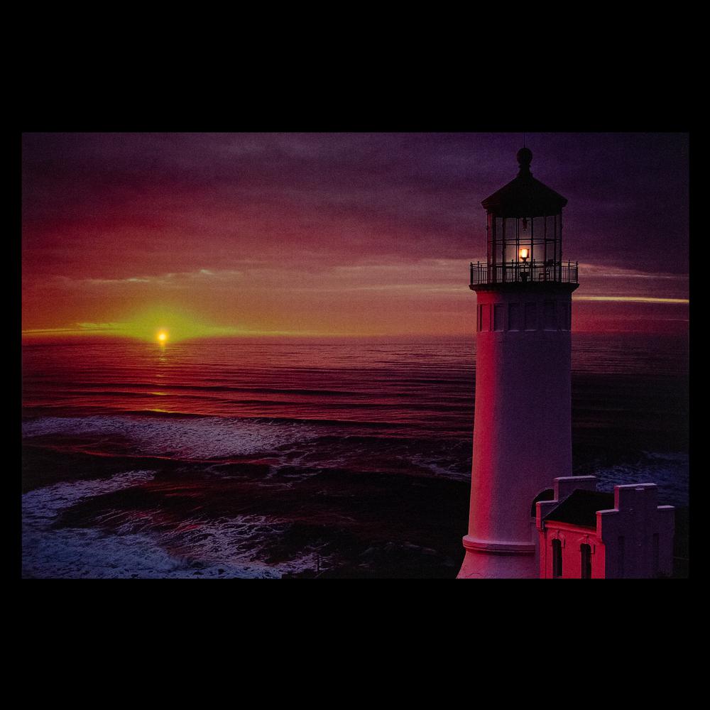 23.75" LED Lighted Sunset Lighthouse Seaside Scene Canvas Wall Art. Picture 4