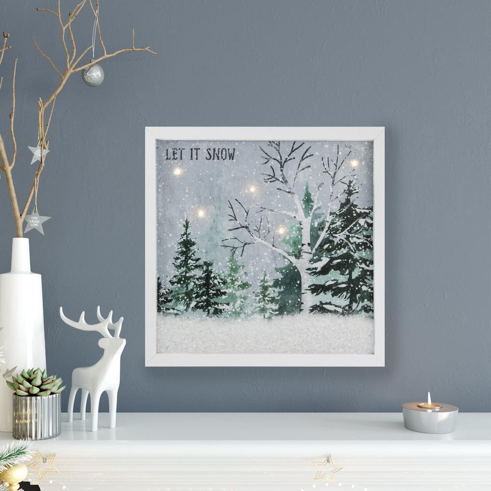 10" LED Lighted Let it Snow Winter Forest Christmas Wall Art. Picture 2