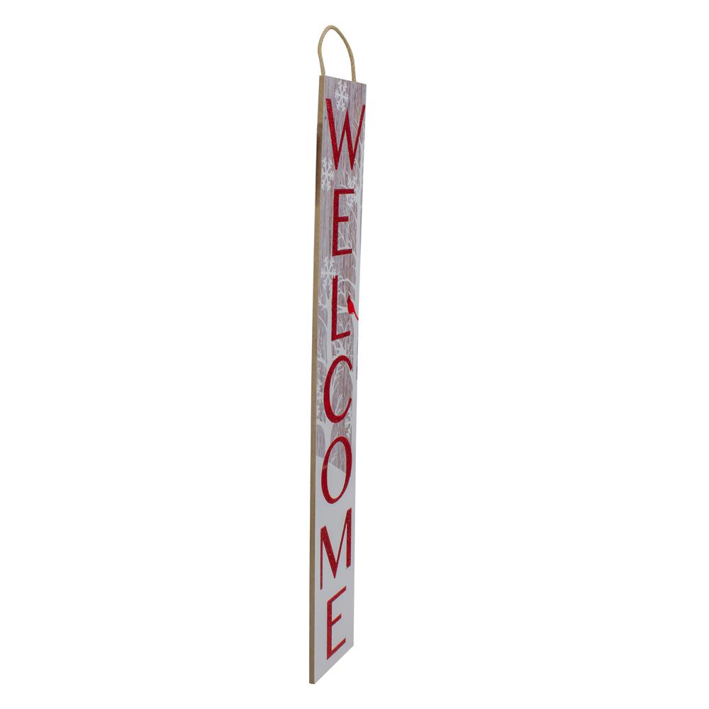 Red and White Cardinal 'Welcome' Christmas Wall Decor. Picture 2
