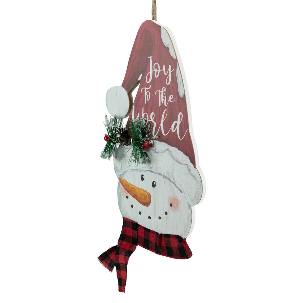 16.5" Joy to the World Snowman in Santa Hat Christmas Wall Decoration. Picture 3