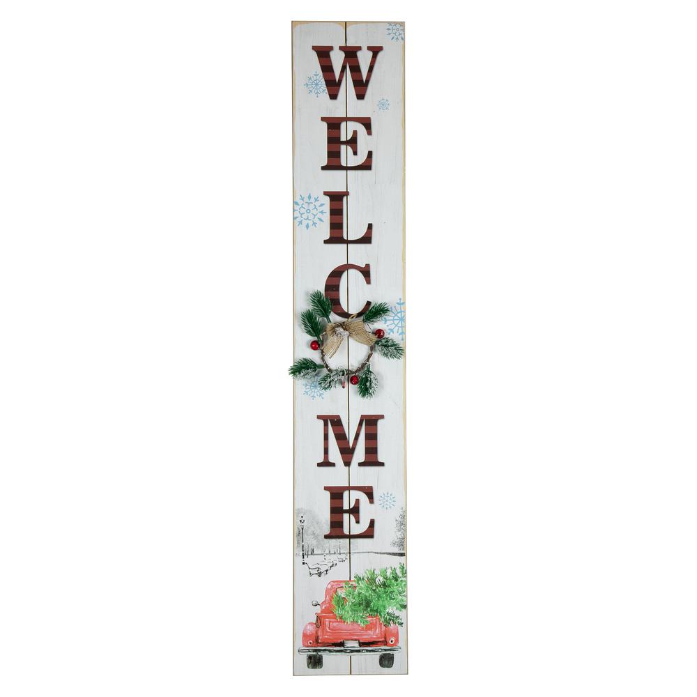 31.75" LED Lighted Welcome Sign with Truck Christmas Sign. Picture 1