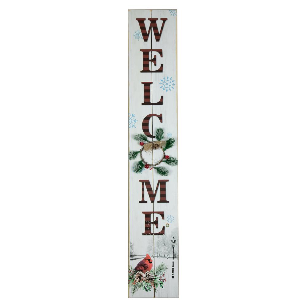 31.75" LED Lighted Welcome Sign with Cardinal Christmas Sign. Picture 1