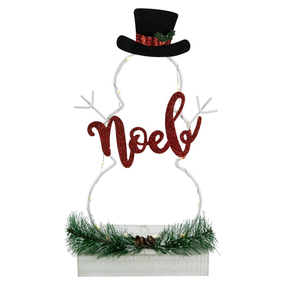 12.75" LED Lighted Snowman Silhouette Christmas Noel Sign. Picture 1