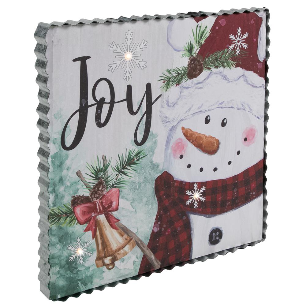12" LED Lighted 'Joy' Snowman Christmas Canvas Wall Art. Picture 3