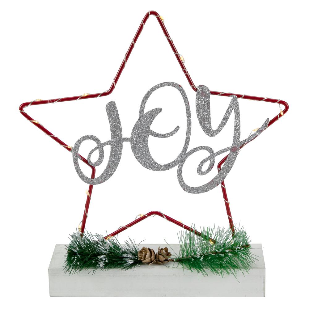 11" LED Lighted Star Silhouette Christmas Joy Sign. Picture 1