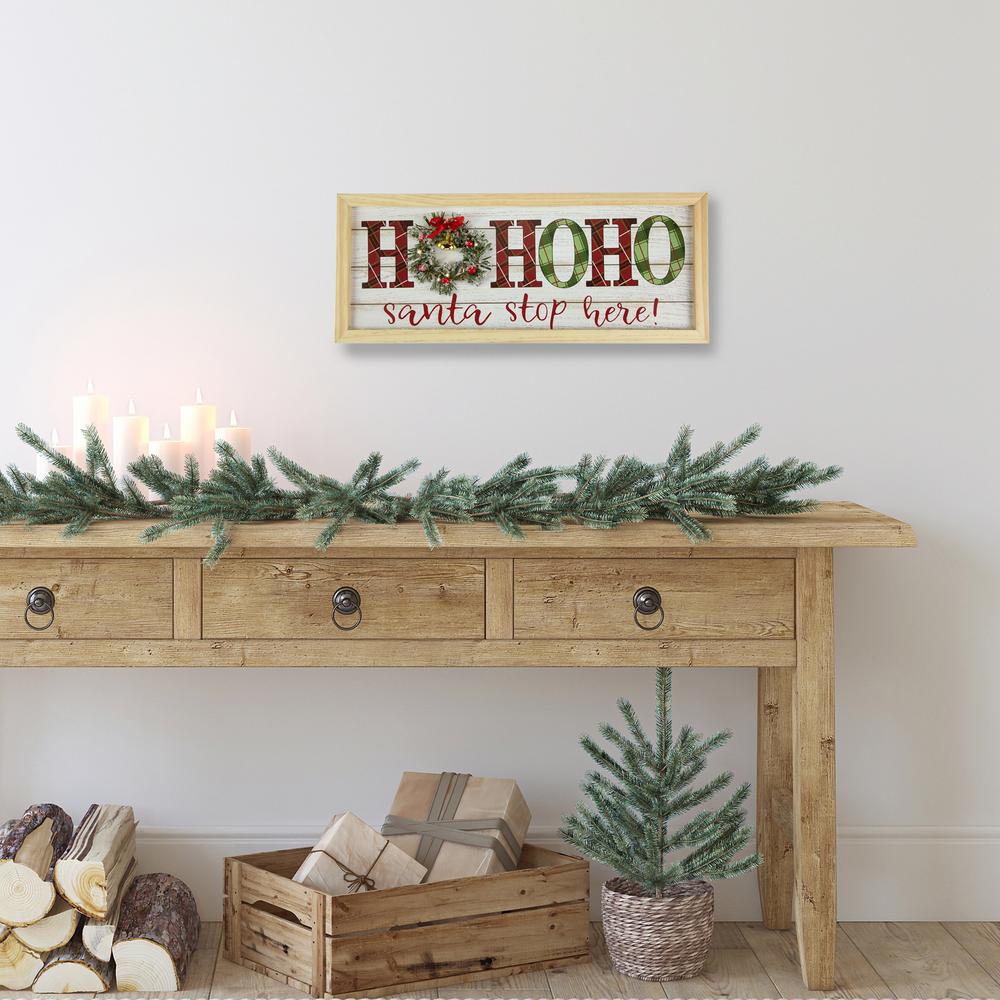 19.75" LED Lighted Plaid 'Ho Ho Ho' Wooden Christmas Wall Sign. Picture 2