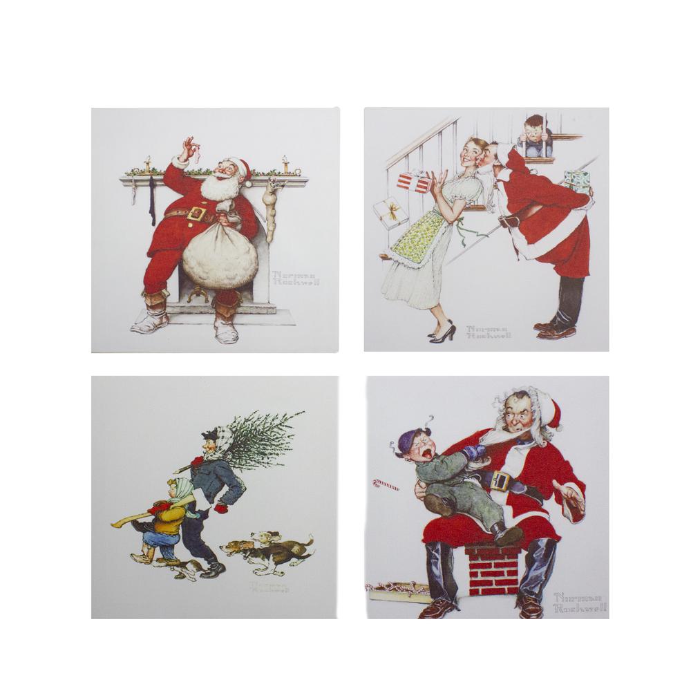 Set of 4 Classic Norman Rockwell Christmas Scene Canvas Prints. Picture 1