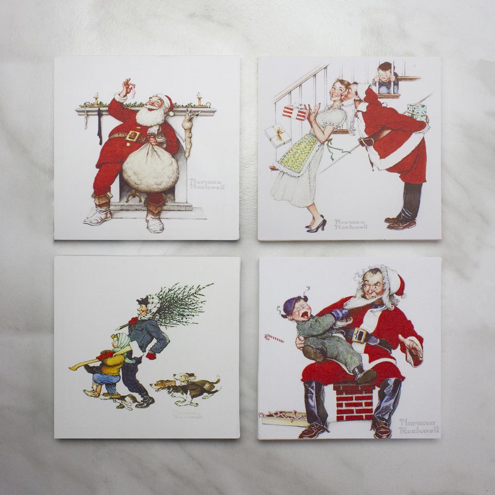 Set of 4 Classic Norman Rockwell Christmas Scene Canvas Prints. Picture 3