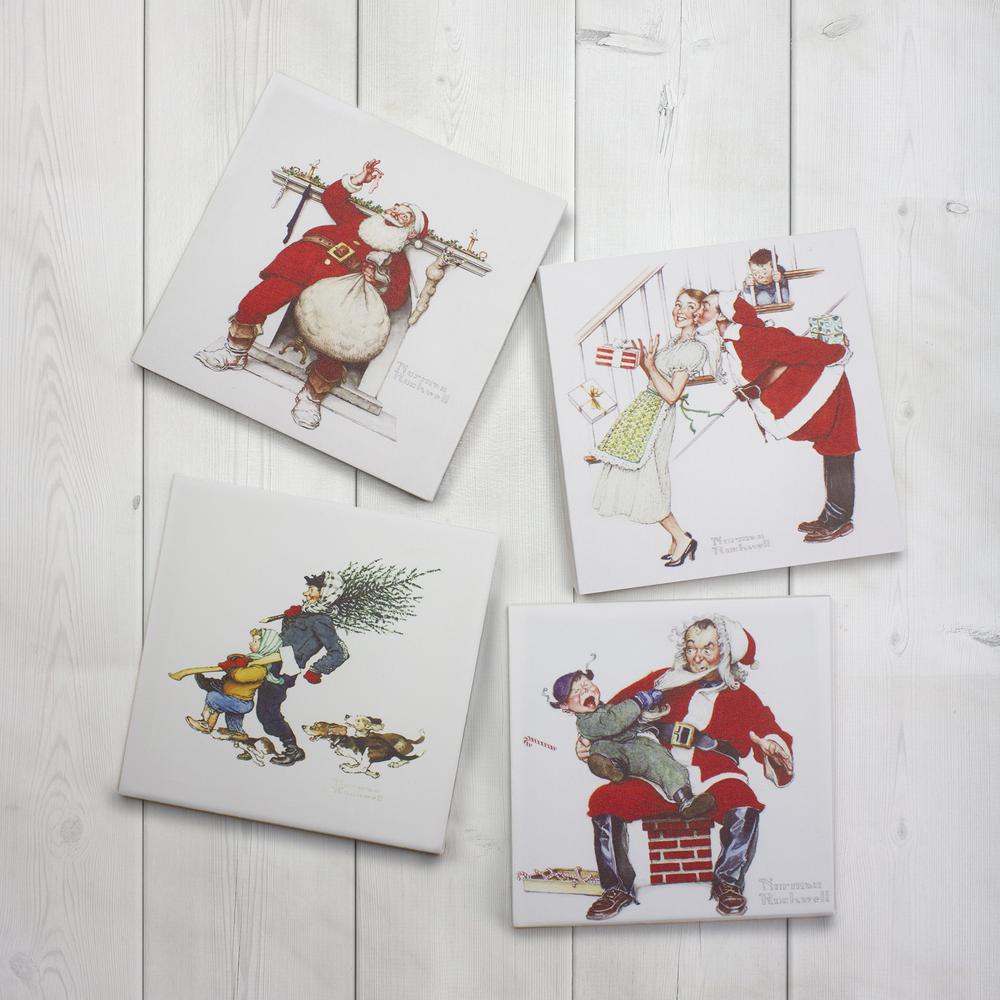 Set of 4 Classic Norman Rockwell Christmas Scene Canvas Prints. Picture 2