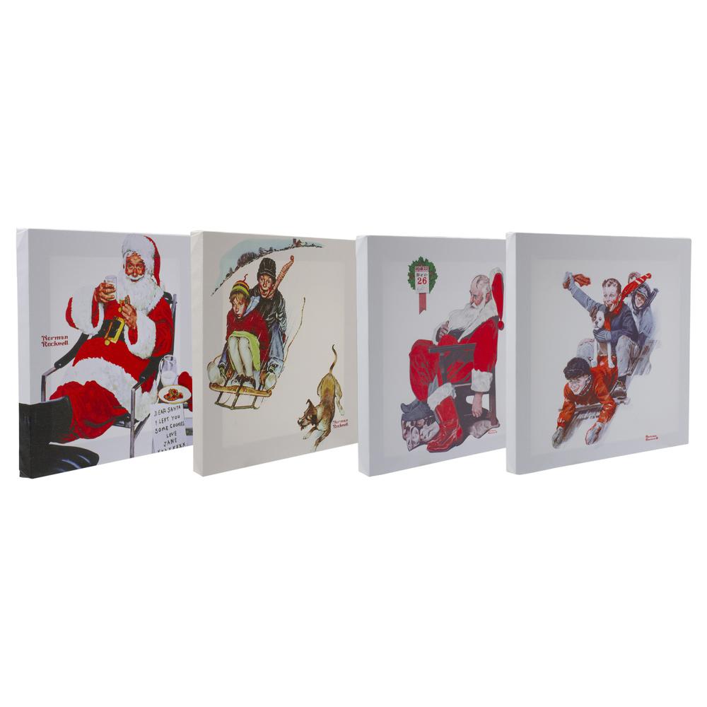 Set of 4 Norman Rockwell Classic Christmas Scene Canvas Prints. Picture 4