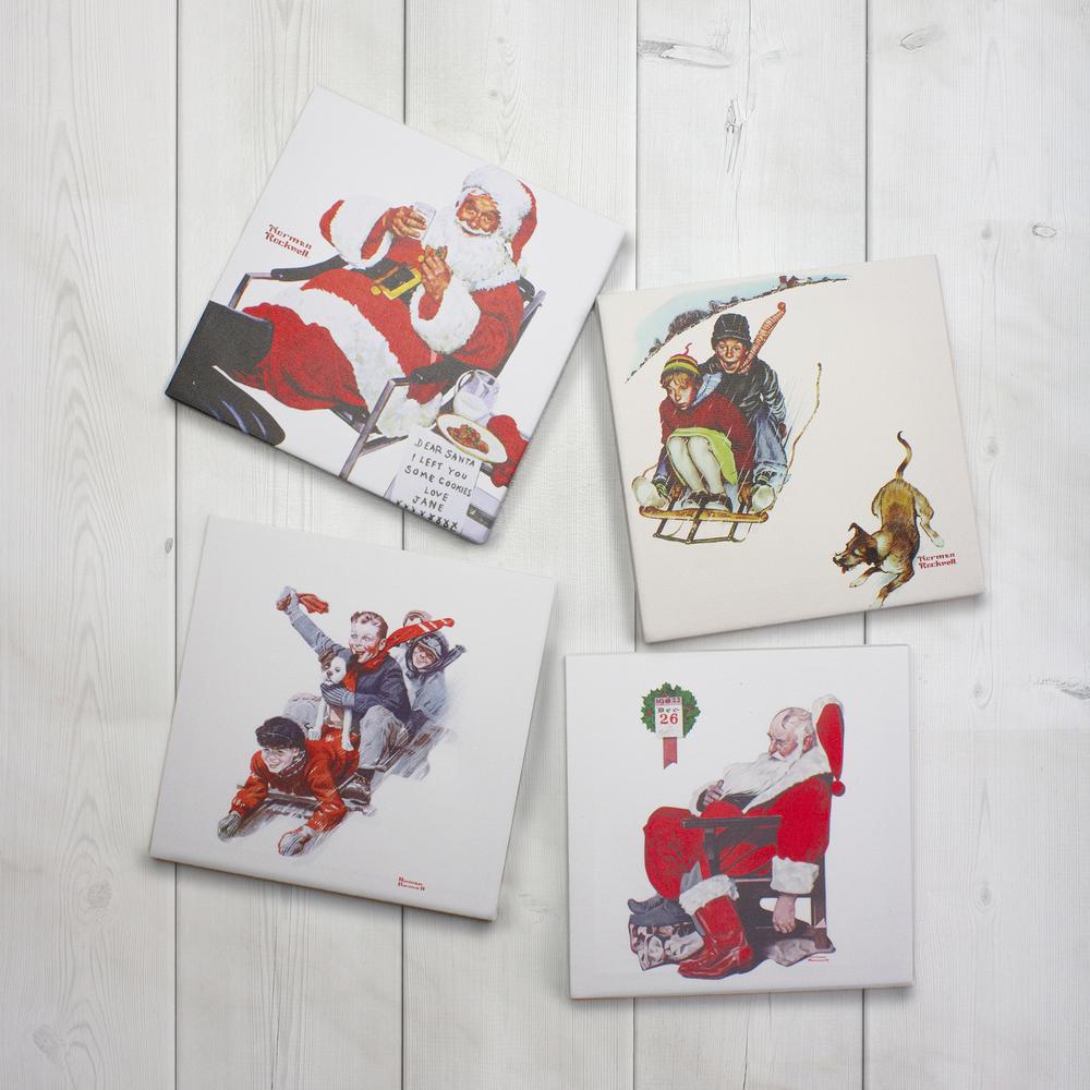 Set of 4 Norman Rockwell Classic Christmas Scene Canvas Prints. Picture 2