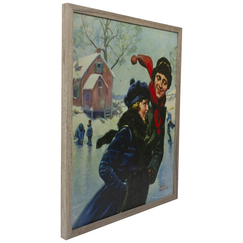 19" Fiber Optic Norman Rockwell 'Couple Ice Skating' Christmas Wall Art. Picture 3