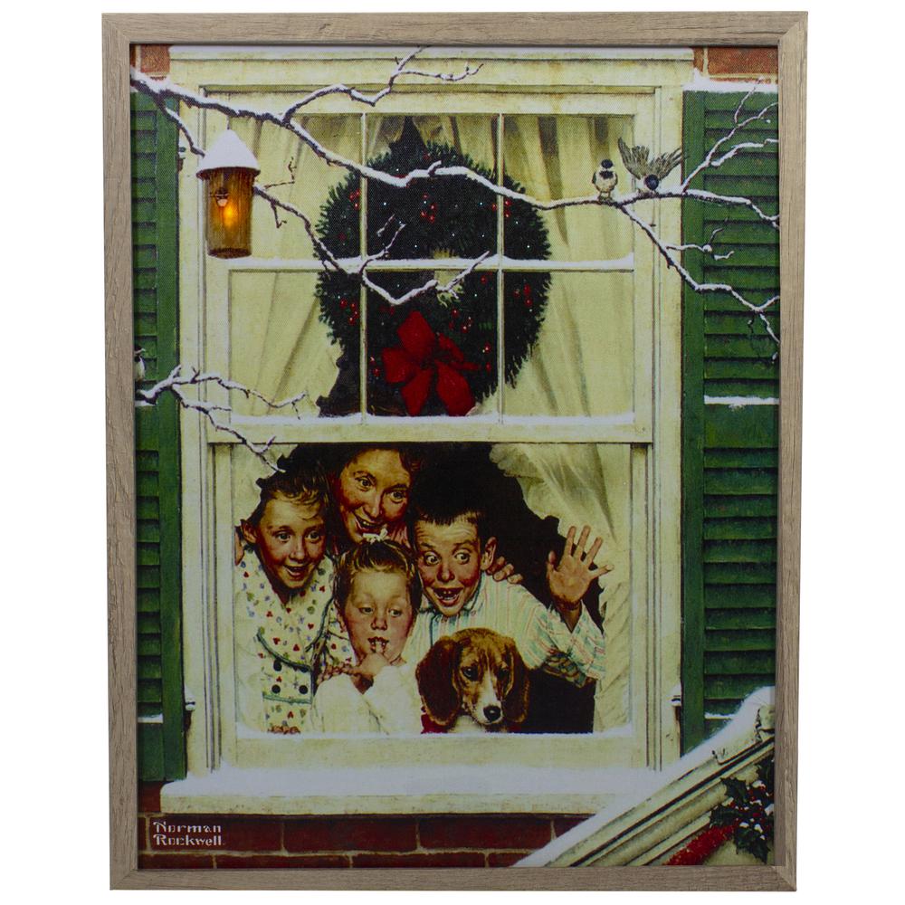 19" Lighted Norman Rockwell 'Oh Boy! It's Pop with a New Plymouth' Christmas Wall Art. Picture 1